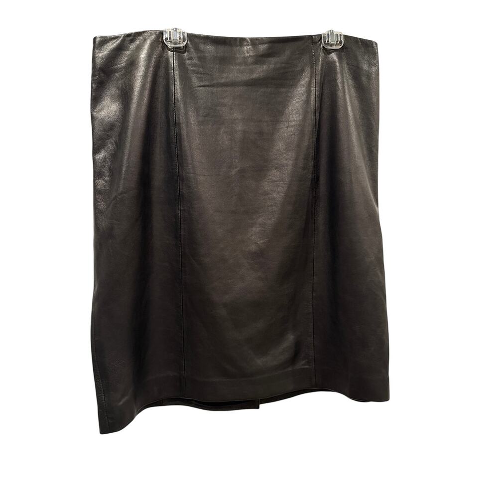 Talbots Black Leather Pencil Skirt, 16